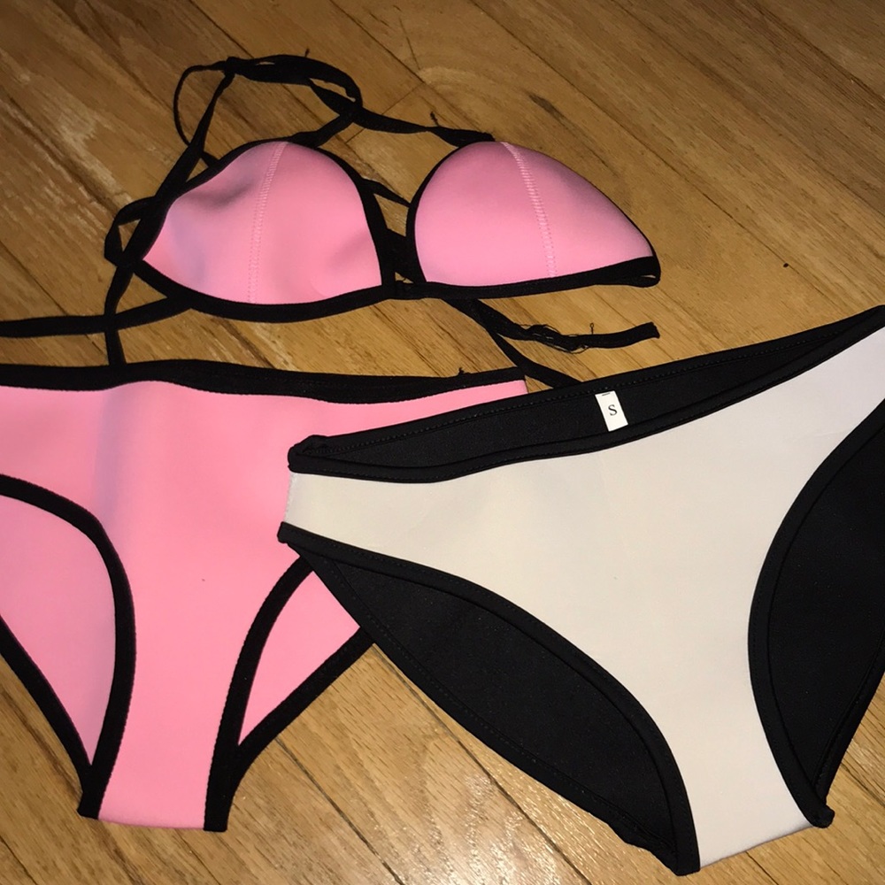 Bathing suit top and two bottoms